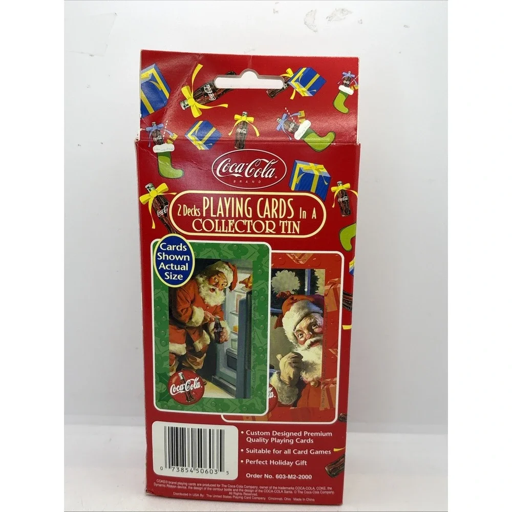 NEW COCA COLA SANTA CLAUS CHRISTMAS‎ PLAYING FACTORY SEALED CARDS 2 DECKS IN TIN